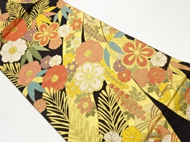 JAPANESE KIMONO / FUKURO OBI / WOVEN FLOWERS & SHOCHIKUBAI